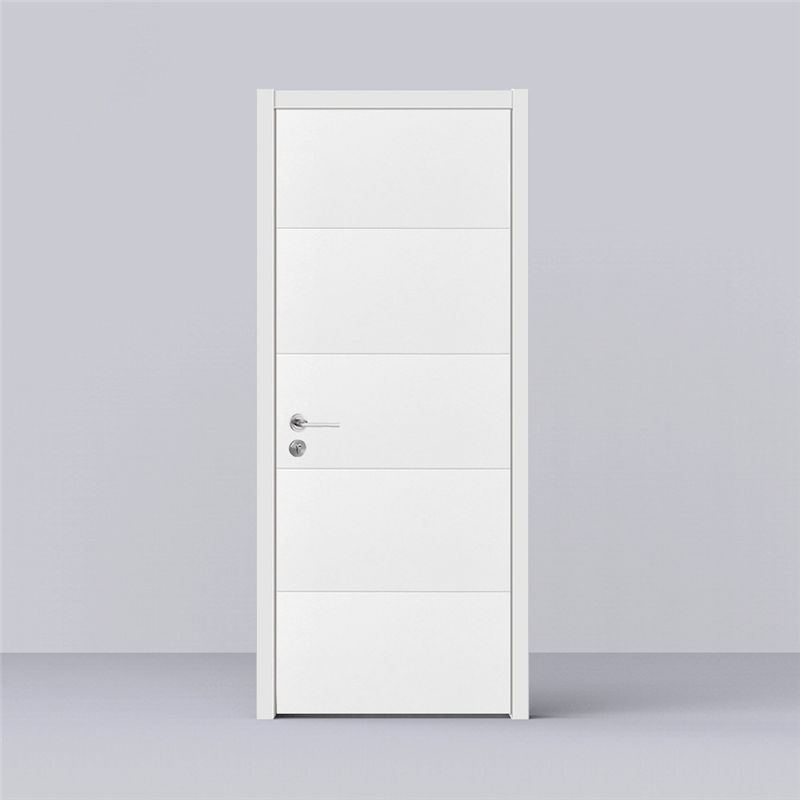 FLush Inetrior Wooden door with Groove and White UV Lacquer Finishing for Apartment / Hotel / School / Villa