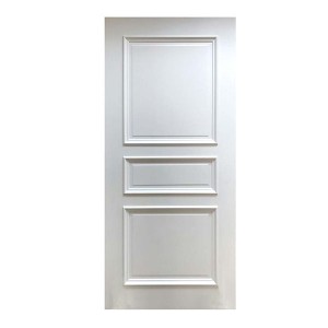 Raised Moulding Style 3 Panel Solid Core Inetrior Wooden door with White UV Lacquer Finishing for Villa / Apartment / Hotel