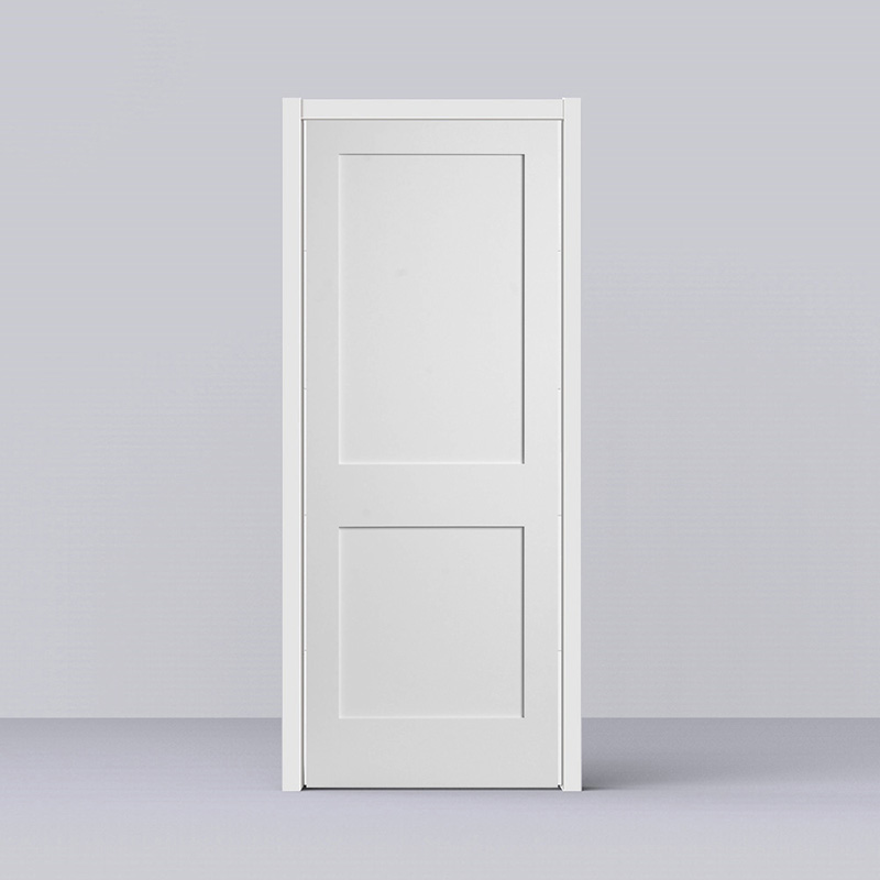 Shaker Design 2 Panel Solid Core Inetrior Wooden door with White UV Lacquer Finishing for Villa / Apartment / Hotel / School