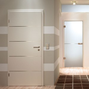 Flush Style with Metal Line White lacquer finishing Interior Wooden Door
