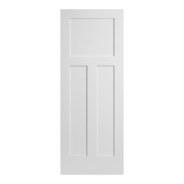 Shaker Style 3 Panel Solid Core Inetrior Wooden door with White UV Lacquer Finishing for Villa / Apartment / Hotel / School